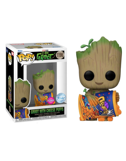 Pop! Marvel - I Am Groot - Groot with Cheese Puffs (Flocked, Special Edition) obrázok 1